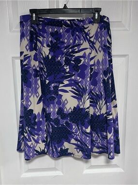 Jaclyn Smith Purple Floral & Cream Circle Skirt Size XL w/ Built In Shorts Under